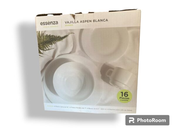 Vajilla blanca de 4 puestos Aspen Essenza